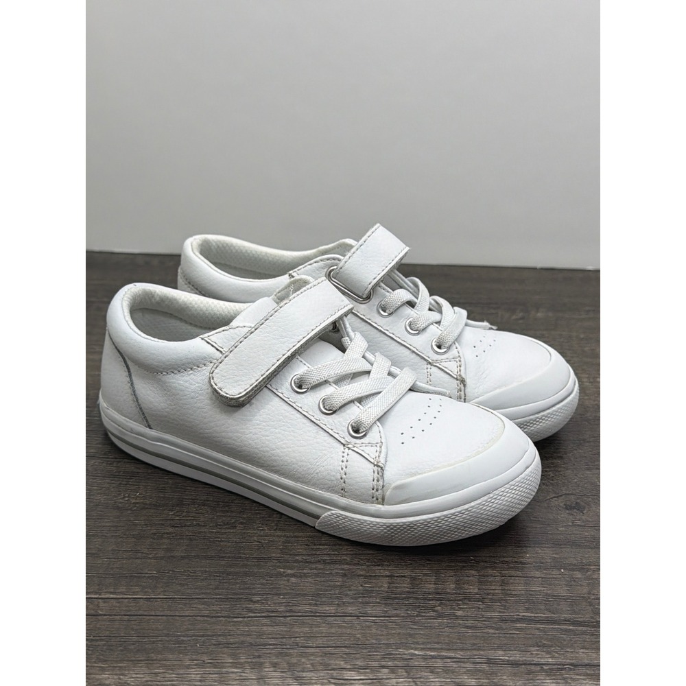 Footmates Jack Sneaker Kids 10 White Leather Hook Loop Classic *Flawed